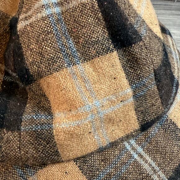 Pistil 6-Panel Newsboy Hat Wool Blend Plaid Preppy Heart Lining Logo Neutral - Picture 7 of 15